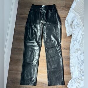 Abercrombie Vegan Leather High Rise Curve Love Black Pant